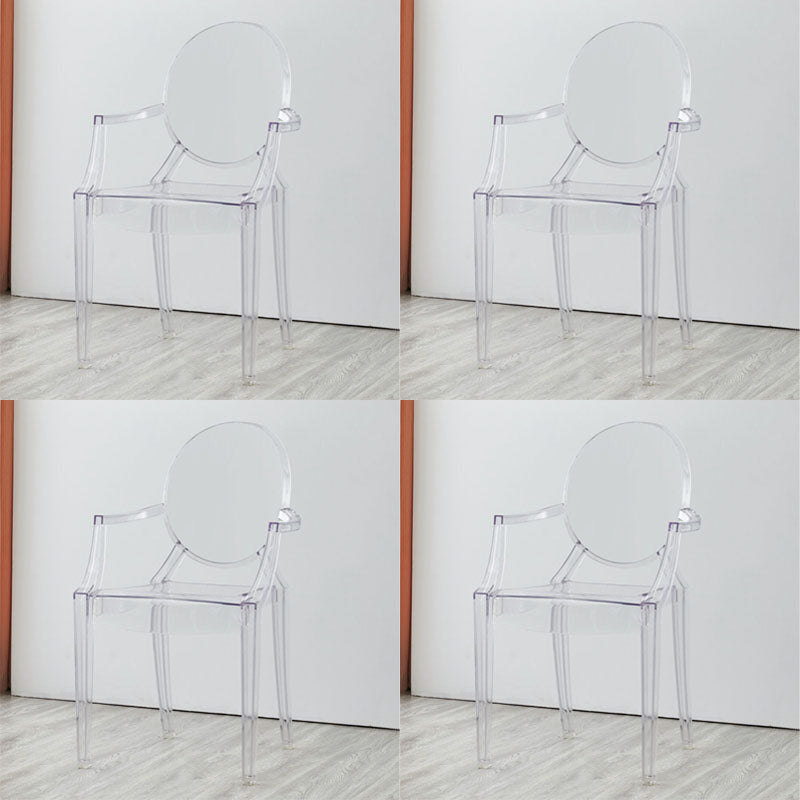 Contemporary Restaurant Plastic Arm Chair Open Back Dining Chair Clear Set of 4 Clearhalo ' kitchen&dining_furn' 'Dining Chairs' 'Dining Tables & Seating' 'dining_chair' 'Furniture' 'furniture_dining_chair' 'Kitchen & Dining Furniture' 'kitchen' 4480818