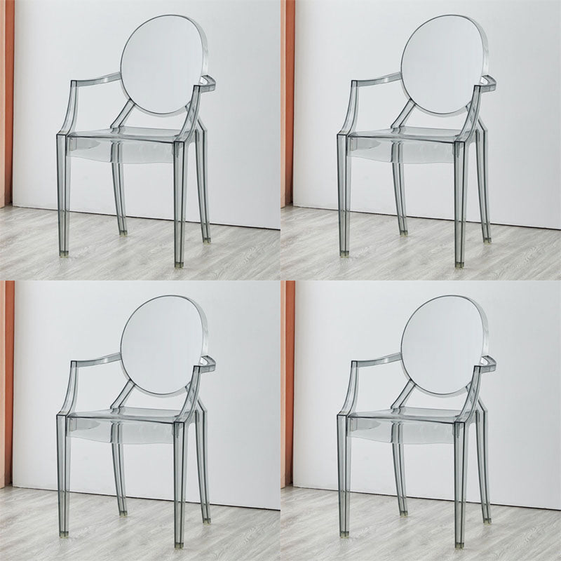 Contemporary Restaurant Plastic Arm Chair Open Back Dining Chair Black Clear Set of 4 Clearhalo ' kitchen&dining_furn' 'Dining Chairs' 'Dining Tables & Seating' 'dining_chair' 'Furniture' 'furniture_dining_chair' 'Kitchen & Dining Furniture' 'kitchen' 4480823