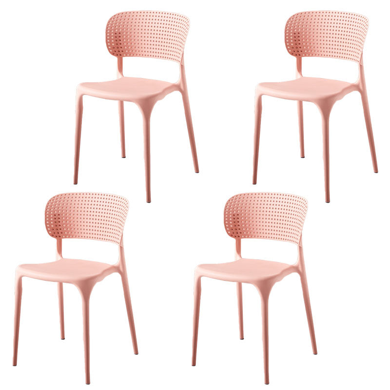 Stackable Plastic Home Side Chair Contemporary Open Back Dining Chair Pink 4 Piece Set Clearhalo ' kitchen&dining_furn' 'Dining Chairs' 'Dining Tables & Seating' 'dining_chair' 'furn' 'furn_dining_chair' 'Furniture' 'furniture_dining_chair' 'Kitchen & Dining Furniture' 'kitchen' 4480830