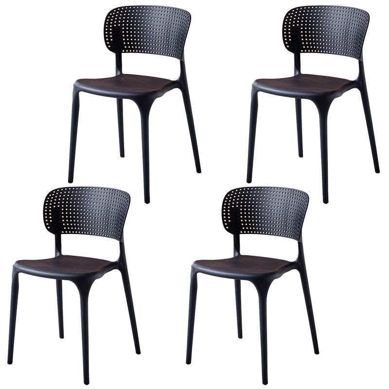 Stackable Plastic Home Side Chair Contemporary Open Back Dining Chair Black 4 Piece Set Clearhalo ' kitchen&dining_furn' 'Dining Chairs' 'Dining Tables & Seating' 'dining_chair' 'furn' 'furn_dining_chair' 'Furniture' 'furniture_dining_chair' 'Kitchen & Dining Furniture' 'kitchen' 4480831