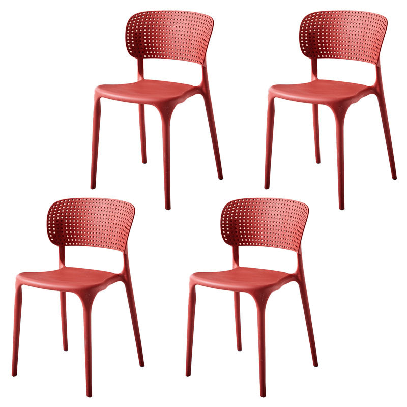 Stackable Plastic Home Side Chair Contemporary Open Back Dining Chair Red 4 Piece Set Clearhalo ' kitchen&dining_furn' 'Dining Chairs' 'Dining Tables & Seating' 'dining_chair' 'furn' 'furn_dining_chair' 'Furniture' 'furniture_dining_chair' 'Kitchen & Dining Furniture' 'kitchen' 4480833