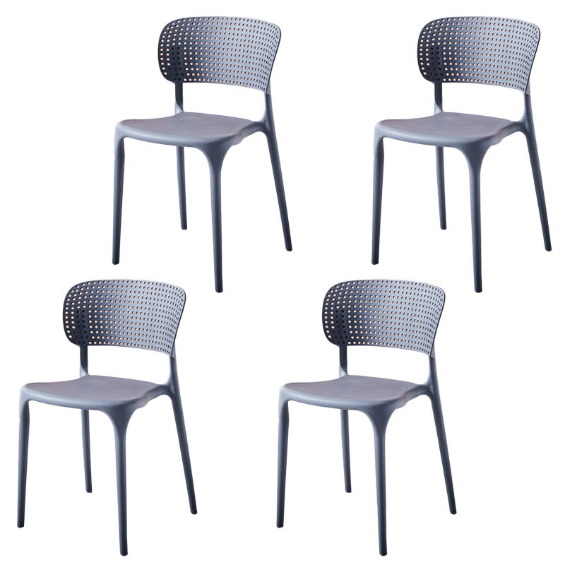 Stackable Plastic Home Side Chair Contemporary Open Back Dining Chair Grey 4 Piece Set Clearhalo ' kitchen&dining_furn' 'Dining Chairs' 'Dining Tables & Seating' 'dining_chair' 'furn' 'furn_dining_chair' 'Furniture' 'furniture_dining_chair' 'Kitchen & Dining Furniture' 'kitchen' 4480835