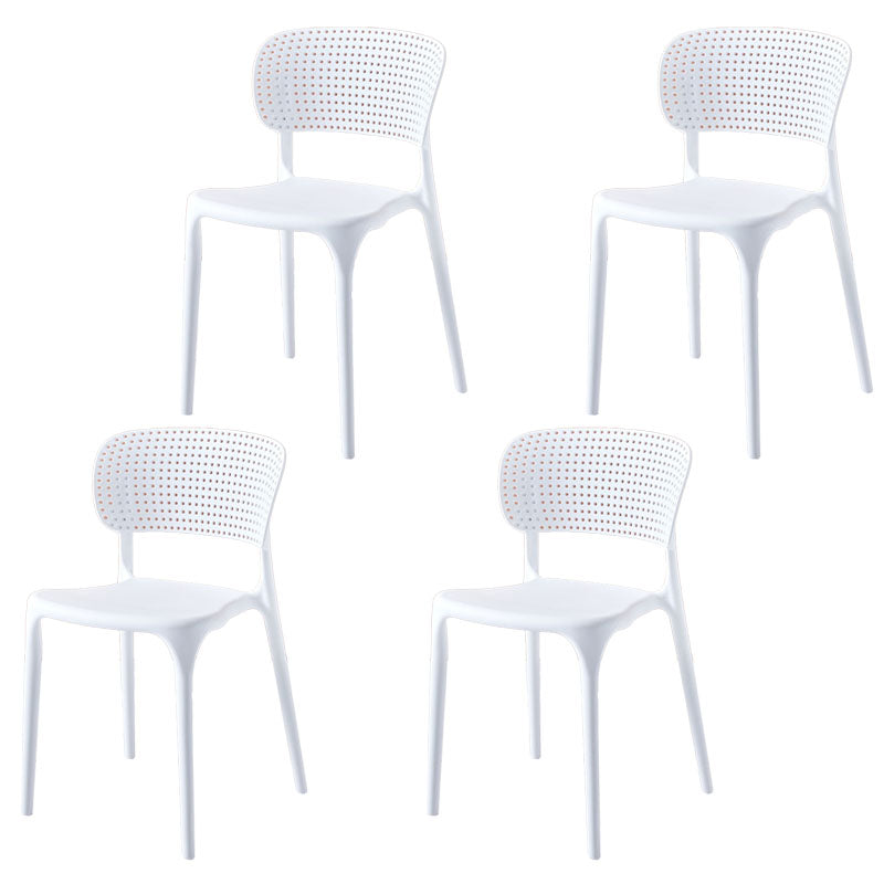 Stackable Plastic Home Side Chair Contemporary Open Back Dining Chair White 4 Piece Set Clearhalo ' kitchen&dining_furn' 'Dining Chairs' 'Dining Tables & Seating' 'dining_chair' 'furn' 'furn_dining_chair' 'Furniture' 'furniture_dining_chair' 'Kitchen & Dining Furniture' 'kitchen' 4480837