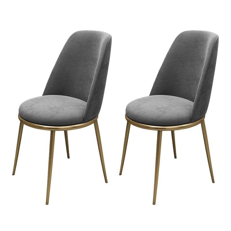 Scandinavian Design Solid Back Armless Dining Chairs Upholstered Dining Side Chair Grey 2 Piece Set Clearhalo ' kitchen&dining_furn' 'Dining Chairs' 'Dining Tables & Seating' 'dining_chair' 'furn' 'furn_dining_chair' 'Furniture' 'furniture_dining_chair' 'Kitchen & Dining Furniture' 'kitchen' 4480852