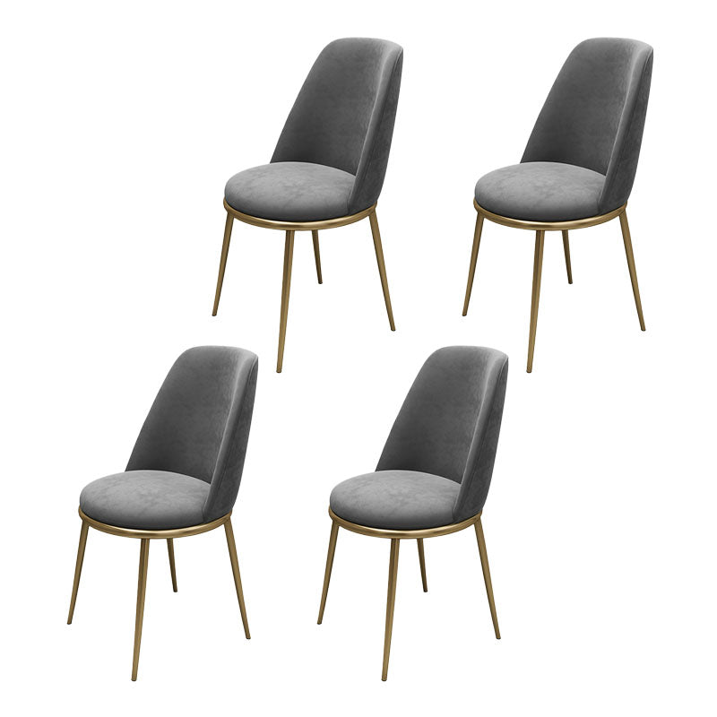 Scandinavian Design Solid Back Armless Dining Chairs Upholstered Dining Side Chair Grey 4 Piece Set Clearhalo ' kitchen&dining_furn' 'Dining Chairs' 'Dining Tables & Seating' 'dining_chair' 'furn' 'furn_dining_chair' 'Furniture' 'furniture_dining_chair' 'Kitchen & Dining Furniture' 'kitchen' 4480853