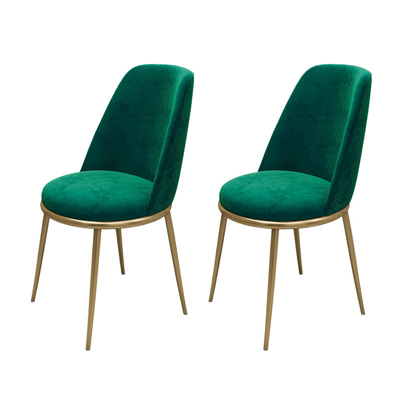 Scandinavian Design Solid Back Armless Dining Chairs Upholstered Dining Side Chair Green 2 Piece Set Clearhalo ' kitchen&dining_furn' 'Dining Chairs' 'Dining Tables & Seating' 'dining_chair' 'furn' 'furn_dining_chair' 'Furniture' 'furniture_dining_chair' 'Kitchen & Dining Furniture' 'kitchen' 4480858