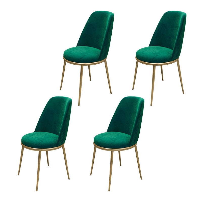 Scandinavian Design Solid Back Armless Dining Chairs Upholstered Dining Side Chair Green 4 Piece Set Clearhalo ' kitchen&dining_furn' 'Dining Chairs' 'Dining Tables & Seating' 'dining_chair' 'furn' 'furn_dining_chair' 'Furniture' 'furniture_dining_chair' 'Kitchen & Dining Furniture' 'kitchen' 4480860