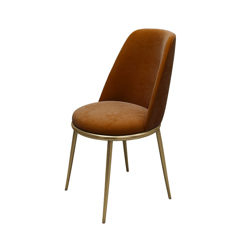 Scandinavian Design Solid Back Armless Dining Chairs Upholstered Dining Side Chair Orange 1 Piece Clearhalo ' kitchen&dining_furn' 'Dining Chairs' 'Dining Tables & Seating' 'dining_chair' 'furn' 'furn_dining_chair' 'Furniture' 'furniture_dining_chair' 'Kitchen & Dining Furniture' 'kitchen' 4480862