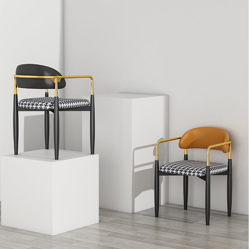 Contemporary Style Kitchen Metal Dining Chairs Open Back Dining Arm Side Chairs Clearhalo ' kitchen&dining_furn' 'Dining Chairs' 'Dining Tables & Seating' 'dining_chair' 'furn' 'furn_dining_chair' 'Furniture' 'furniture_dining_chair' 'Kitchen & Dining Furniture' 'kitchen' 4480876