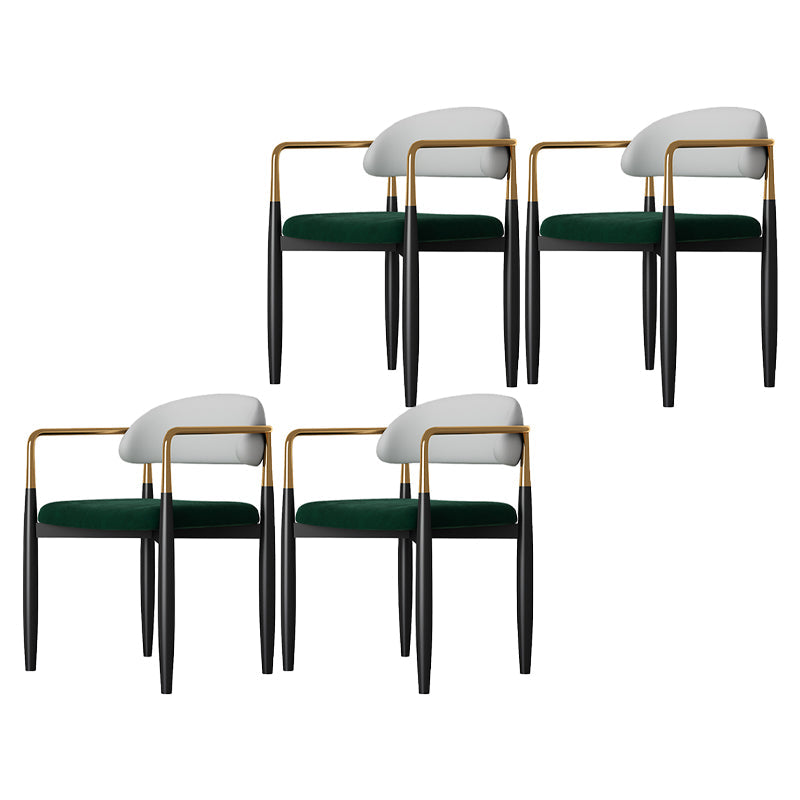 Contemporary Style Kitchen Metal Dining Chairs Open Back Dining Arm Side Chairs Gray-Green 4 Piece Set Clearhalo ' kitchen&dining_furn' 'Dining Chairs' 'Dining Tables & Seating' 'dining_chair' 'furn' 'furn_dining_chair' 'Furniture' 'furniture_dining_chair' 'Kitchen & Dining Furniture' 'kitchen' 4480889