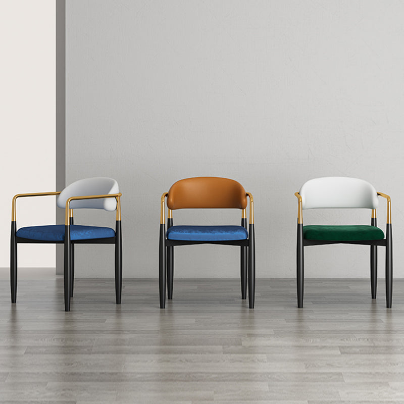 Contemporary Style Kitchen Metal Dining Chairs Open Back Dining Arm Side Chairs Clearhalo ' kitchen&dining_furn' 'Dining Chairs' 'Dining Tables & Seating' 'dining_chair' 'furn' 'furn_dining_chair' 'Furniture' 'furniture_dining_chair' 'Kitchen & Dining Furniture' 'kitchen' 4480891