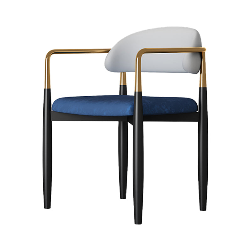 Contemporary Style Kitchen Metal Dining Chairs Open Back Dining Arm Side Chairs Gray-Blue 1 Piece Clearhalo ' kitchen&dining_furn' 'Dining Chairs' 'Dining Tables & Seating' 'dining_chair' 'furn' 'furn_dining_chair' 'Furniture' 'furniture_dining_chair' 'Kitchen & Dining Furniture' 'kitchen' 4480892