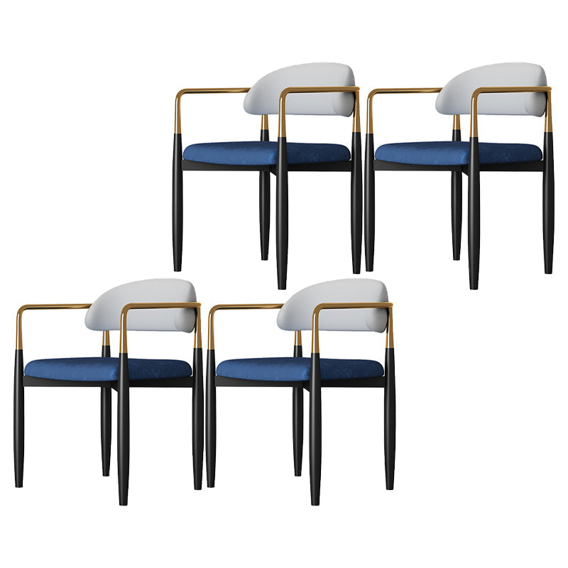 Contemporary Style Kitchen Metal Dining Chairs Open Back Dining Arm Side Chairs Gray-Blue 4 Piece Set Clearhalo ' kitchen&dining_furn' 'Dining Chairs' 'Dining Tables & Seating' 'dining_chair' 'furn' 'furn_dining_chair' 'Furniture' 'furniture_dining_chair' 'Kitchen & Dining Furniture' 'kitchen' 4480895