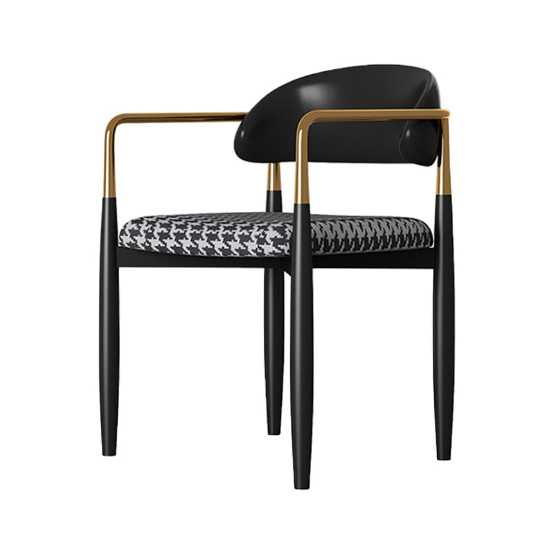 Contemporary Style Kitchen Metal Dining Chairs Open Back Dining Arm Side Chairs Black 1 Piece Clearhalo ' kitchen&dining_furn' 'Dining Chairs' 'Dining Tables & Seating' 'dining_chair' 'furn' 'furn_dining_chair' 'Furniture' 'furniture_dining_chair' 'Kitchen & Dining Furniture' 'kitchen' 4480896