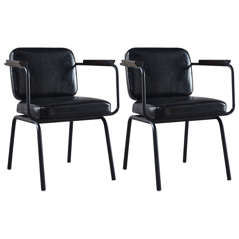 Industrial Metal Kitchen Dining Room Armchair Solid Back Chair Black Set of 2 Clearhalo ' kitchen&dining_furn' 'Dining Chairs' 'Dining Tables & Seating' 'dining_chair' 'Furniture' 'furniture_dining_chair' 'Kitchen & Dining Furniture' 'kitchen' 4480924