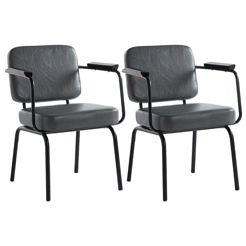 Industrial Metal Kitchen Dining Room Armchair Solid Back Chair Grey Set of 2 Clearhalo ' kitchen&dining_furn' 'Dining Chairs' 'Dining Tables & Seating' 'dining_chair' 'Furniture' 'furniture_dining_chair' 'Kitchen & Dining Furniture' 'kitchen' 4480928