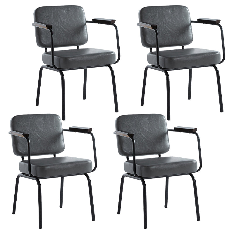 Industrial Metal Kitchen Dining Room Armchair Solid Back Chair Grey Set of 4 Clearhalo ' kitchen&dining_furn' 'Dining Chairs' 'Dining Tables & Seating' 'dining_chair' 'Furniture' 'furniture_dining_chair' 'Kitchen & Dining Furniture' 'kitchen' 4480930