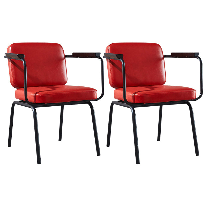 Industrial Metal Kitchen Dining Room Armchair Solid Back Chair Red Set of 2 Clearhalo ' kitchen&dining_furn' 'Dining Chairs' 'Dining Tables & Seating' 'dining_chair' 'Furniture' 'furniture_dining_chair' 'Kitchen & Dining Furniture' 'kitchen' 4480932