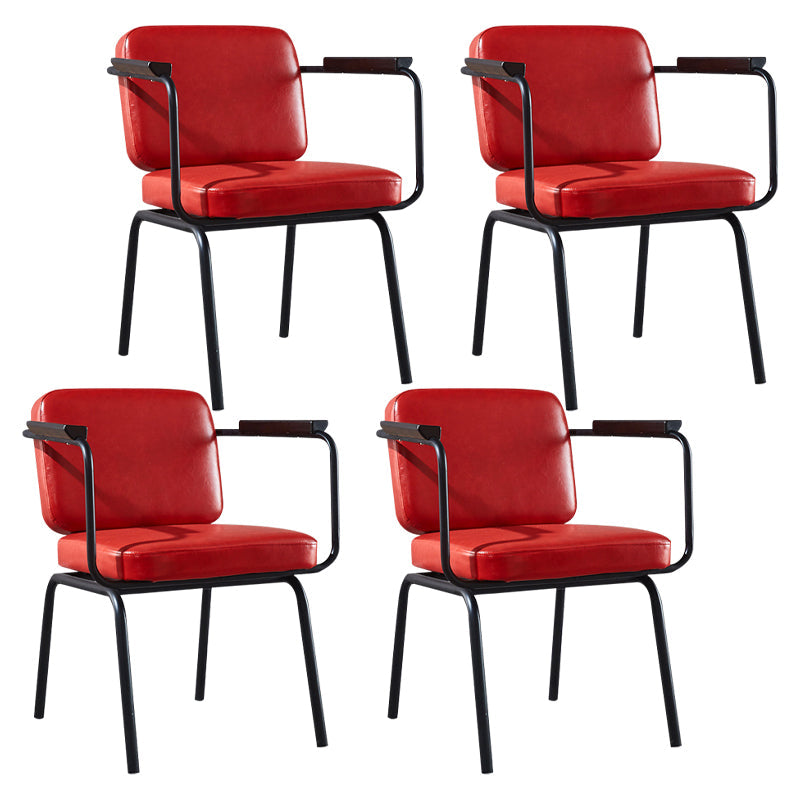 Industrial Metal Kitchen Dining Room Armchair Solid Back Chair Red Set of 4 Clearhalo ' kitchen&dining_furn' 'Dining Chairs' 'Dining Tables & Seating' 'dining_chair' 'Furniture' 'furniture_dining_chair' 'Kitchen & Dining Furniture' 'kitchen' 4480934