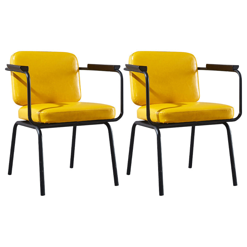 Industrial Metal Kitchen Dining Room Armchair Solid Back Chair Yellow Set of 2 Clearhalo ' kitchen&dining_furn' 'Dining Chairs' 'Dining Tables & Seating' 'dining_chair' 'Furniture' 'furniture_dining_chair' 'Kitchen & Dining Furniture' 'kitchen' 4480936