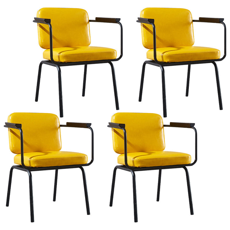 Industrial Metal Kitchen Dining Room Armchair Solid Back Chair Yellow Set of 4 Clearhalo ' kitchen&dining_furn' 'Dining Chairs' 'Dining Tables & Seating' 'dining_chair' 'Furniture' 'furniture_dining_chair' 'Kitchen & Dining Furniture' 'kitchen' 4480938