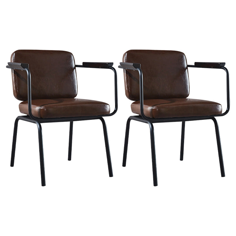 Industrial Metal Kitchen Dining Room Armchair Solid Back Chair Brown Set of 2 Clearhalo ' kitchen&dining_furn' 'Dining Chairs' 'Dining Tables & Seating' 'dining_chair' 'Furniture' 'furniture_dining_chair' 'Kitchen & Dining Furniture' 'kitchen' 4480940