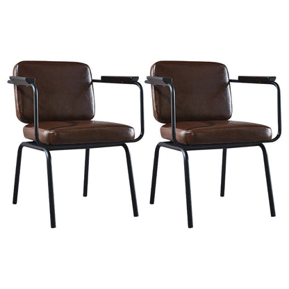 Industrial Metal Kitchen Dining Room Armchair Solid Back Chair Brown Set of 2 Clearhalo ' kitchen&dining_furn' 'Dining Chairs' 'Dining Tables & Seating' 'dining_chair' 'Furniture' 'furniture_dining_chair' 'Kitchen & Dining Furniture' 'kitchen' 4480940