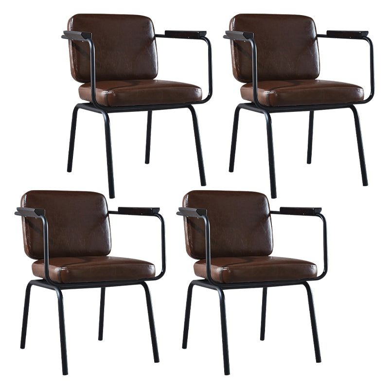 Industrial Metal Kitchen Dining Room Armchair Solid Back Chair Brown Set of 4 Clearhalo ' kitchen&dining_furn' 'Dining Chairs' 'Dining Tables & Seating' 'dining_chair' 'Furniture' 'furniture_dining_chair' 'Kitchen & Dining Furniture' 'kitchen' 4480941