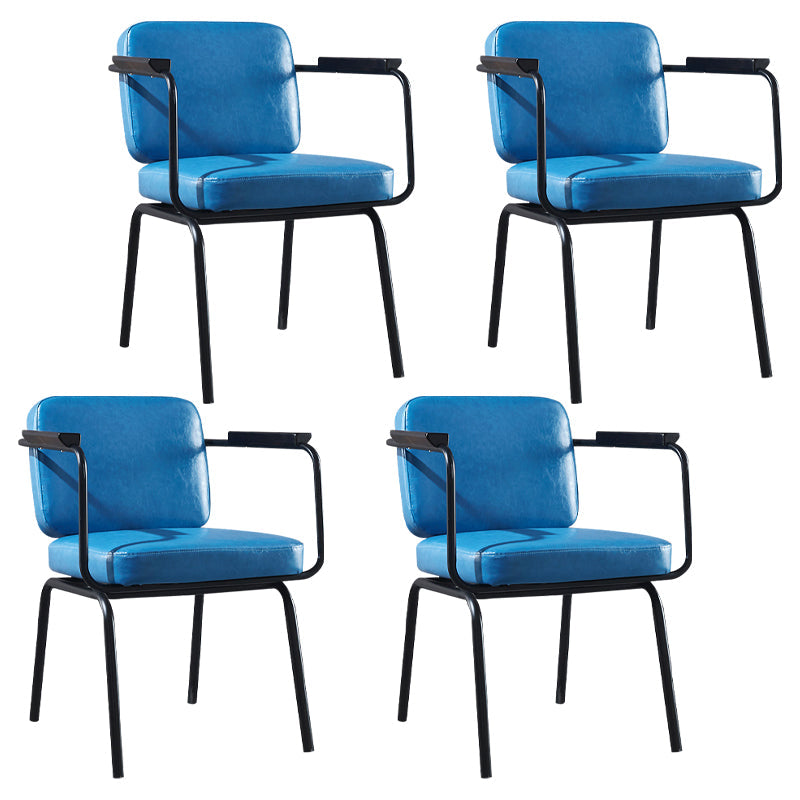 Industrial Metal Kitchen Dining Room Armchair Solid Back Chair Blue Set of 4 Clearhalo ' kitchen&dining_furn' 'Dining Chairs' 'Dining Tables & Seating' 'dining_chair' 'Furniture' 'furniture_dining_chair' 'Kitchen & Dining Furniture' 'kitchen' 4480943