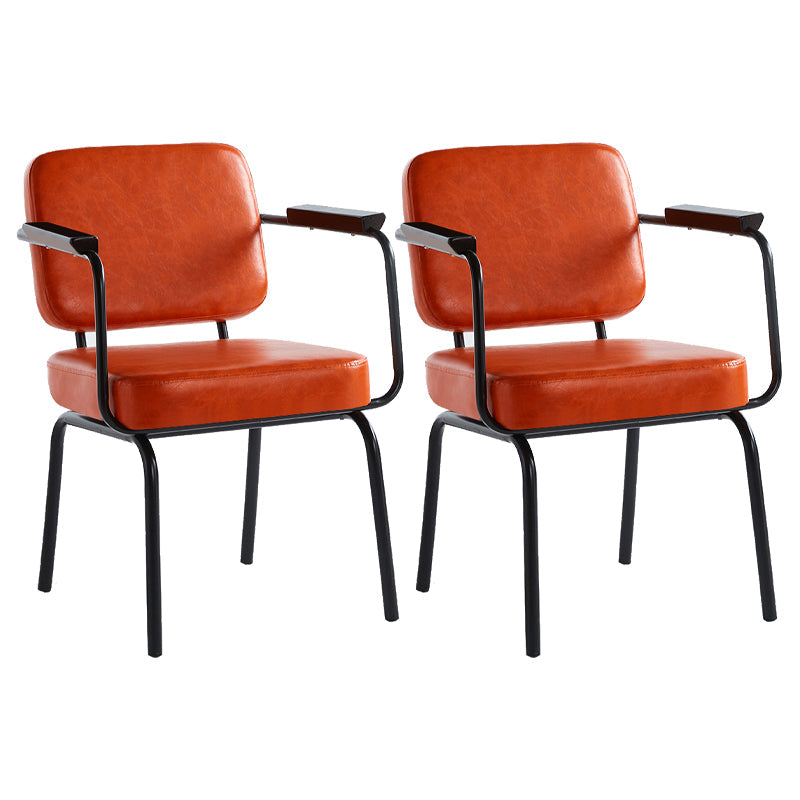 Industrial Metal Kitchen Dining Room Armchair Solid Back Chair Orange Red Set of 2 Clearhalo ' kitchen&dining_furn' 'Dining Chairs' 'Dining Tables & Seating' 'dining_chair' 'Furniture' 'furniture_dining_chair' 'Kitchen & Dining Furniture' 'kitchen' 4480946