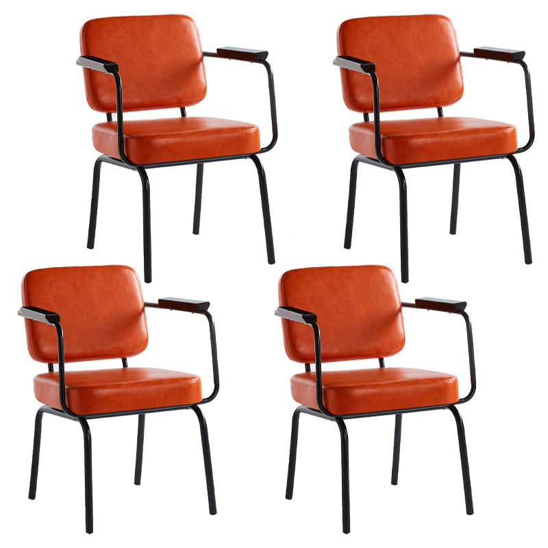 Industrial Metal Kitchen Dining Room Armchair Solid Back Chair Orange Red Set of 4 Clearhalo ' kitchen&dining_furn' 'Dining Chairs' 'Dining Tables & Seating' 'dining_chair' 'Furniture' 'furniture_dining_chair' 'Kitchen & Dining Furniture' 'kitchen' 4480947