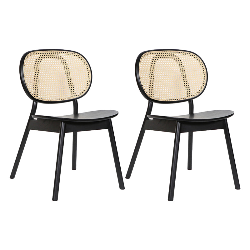 Contemporary Dining and Accent Chairs Solid Wood Open Back Armless Chair Black 2 Piece Set Clearhalo ' kitchen&dining_furn' 'Dining Chairs' 'Dining Tables & Seating' 'dining_chair' 'furn' 'furn_dining_chair' 'Furniture' 'furniture_dining_chair' 'Kitchen & Dining Furniture' 'kitchen' 4480967