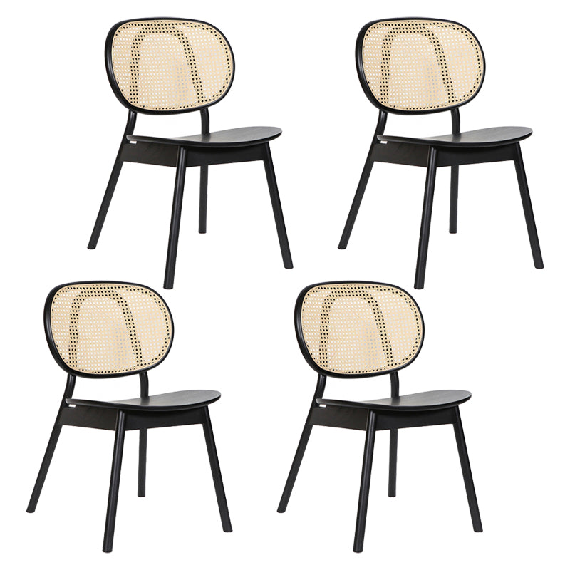 Contemporary Dining and Accent Chairs Solid Wood Open Back Armless Chair Black 4 Piece Set Clearhalo ' kitchen&dining_furn' 'Dining Chairs' 'Dining Tables & Seating' 'dining_chair' 'furn' 'furn_dining_chair' 'Furniture' 'furniture_dining_chair' 'Kitchen & Dining Furniture' 'kitchen' 4480970