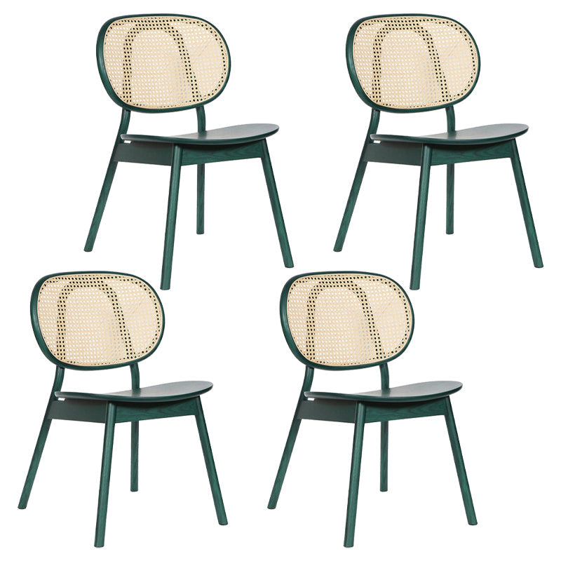 Contemporary Dining and Accent Chairs Solid Wood Open Back Armless Chair Green 4 Piece Set Clearhalo ' kitchen&dining_furn' 'Dining Chairs' 'Dining Tables & Seating' 'dining_chair' 'furn' 'furn_dining_chair' 'Furniture' 'furniture_dining_chair' 'Kitchen & Dining Furniture' 'kitchen' 4480973