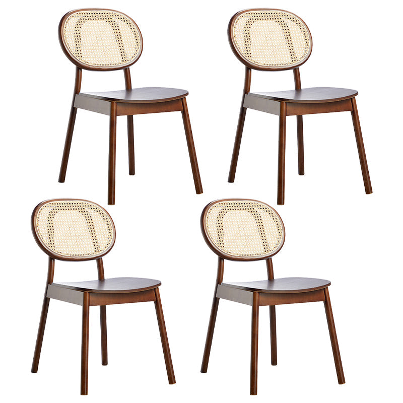 Contemporary Dining and Accent Chairs Solid Wood Open Back Armless Chair Walnut 4 Piece Set Clearhalo ' kitchen&dining_furn' 'Dining Chairs' 'Dining Tables & Seating' 'dining_chair' 'furn' 'furn_dining_chair' 'Furniture' 'furniture_dining_chair' 'Kitchen & Dining Furniture' 'kitchen' 4480984