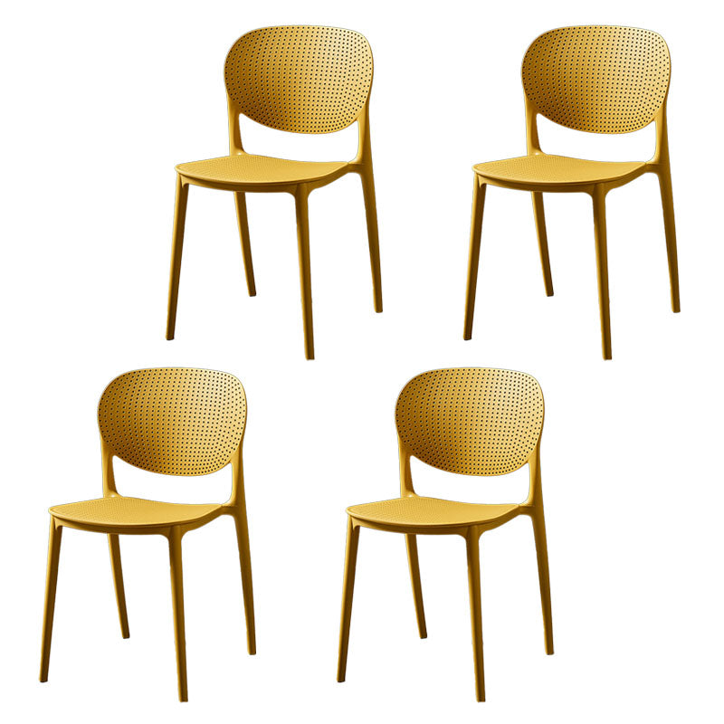 Plastic Scandinavian Kitchen Dining Room Side Chair Open Back Chair Yellow 4 Piece Set Clearhalo ' kitchen&dining_furn' 'Dining Chairs' 'Dining Tables & Seating' 'dining_chair' 'furn' 'furn_dining_chair' 'Furniture' 'furniture_dining_chair' 'Kitchen & Dining Furniture' 'kitchen' 4480991