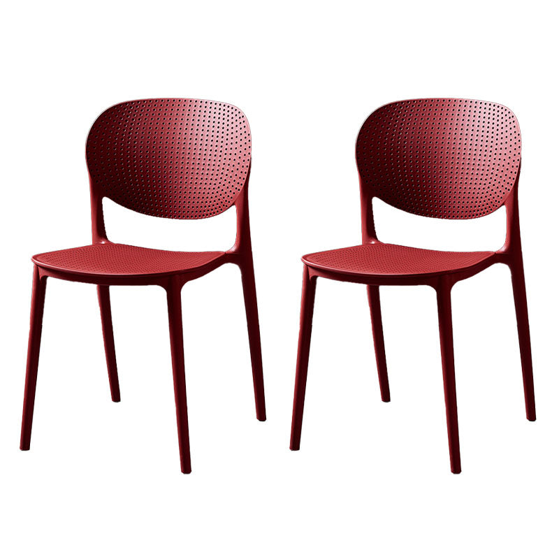Plastic Scandinavian Kitchen Dining Room Side Chair Open Back Chair Red 2 Piece Set Clearhalo ' kitchen&dining_furn' 'Dining Chairs' 'Dining Tables & Seating' 'dining_chair' 'furn' 'furn_dining_chair' 'Furniture' 'furniture_dining_chair' 'Kitchen & Dining Furniture' 'kitchen' 4480994