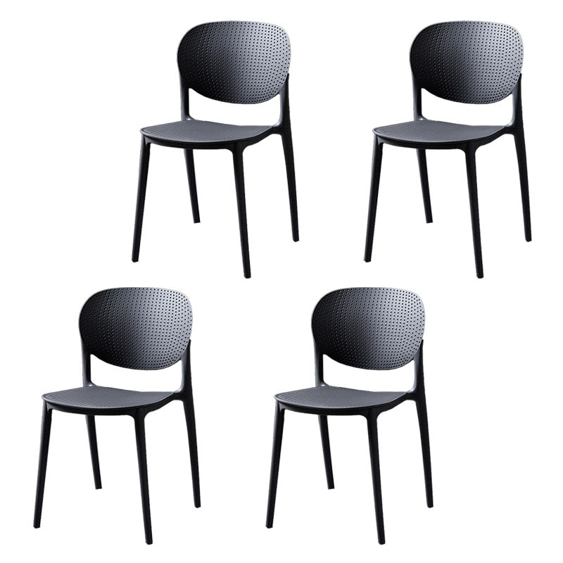 Plastic Scandinavian Kitchen Dining Room Side Chair Open Back Chair Dark Gray 4 Piece Set Clearhalo ' kitchen&dining_furn' 'Dining Chairs' 'Dining Tables & Seating' 'dining_chair' 'furn' 'furn_dining_chair' 'Furniture' 'furniture_dining_chair' 'Kitchen & Dining Furniture' 'kitchen' 4481002