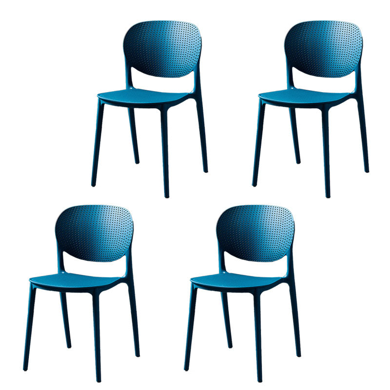Plastic Scandinavian Kitchen Dining Room Side Chair Open Back Chair Dark Blue 4 Piece Set Clearhalo ' kitchen&dining_furn' 'Dining Chairs' 'Dining Tables & Seating' 'dining_chair' 'furn' 'furn_dining_chair' 'Furniture' 'furniture_dining_chair' 'Kitchen & Dining Furniture' 'kitchen' 4481008