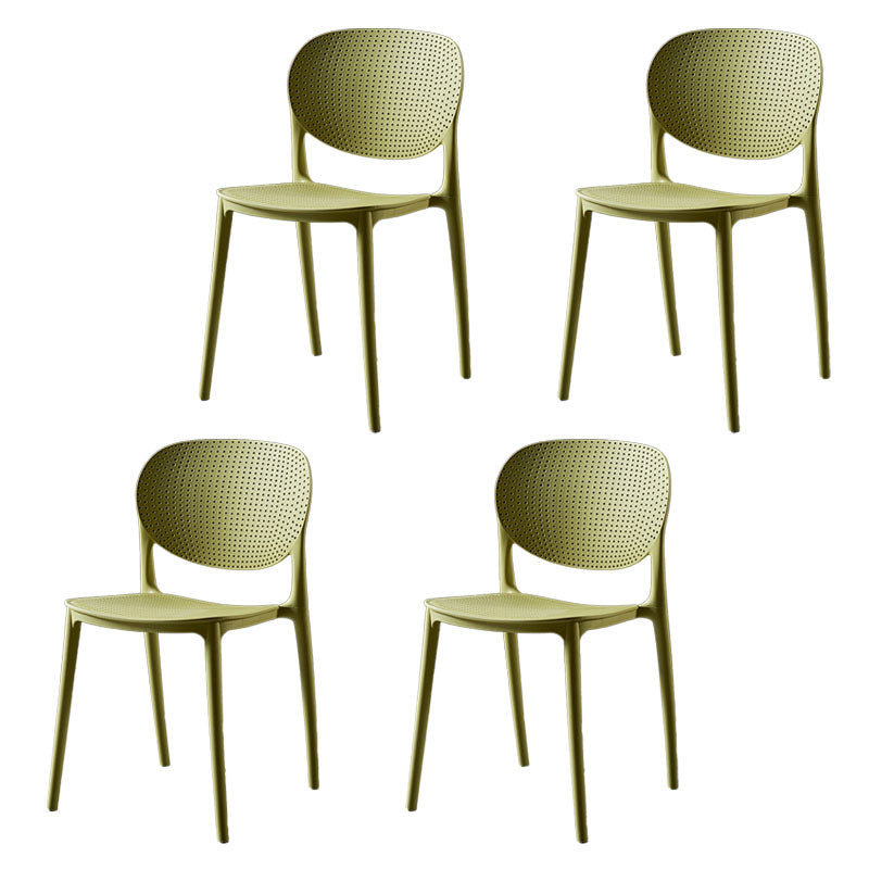 Plastic Scandinavian Kitchen Dining Room Side Chair Open Back Chair Pea Green 4 Piece Set Clearhalo ' kitchen&dining_furn' 'Dining Chairs' 'Dining Tables & Seating' 'dining_chair' 'furn' 'furn_dining_chair' 'Furniture' 'furniture_dining_chair' 'Kitchen & Dining Furniture' 'kitchen' 4481017