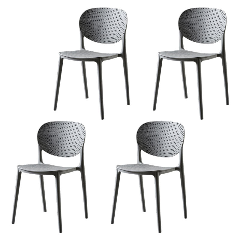 Plastic Scandinavian Kitchen Dining Room Side Chair Open Back Chair Light Gray 4 Piece Set Clearhalo ' kitchen&dining_furn' 'Dining Chairs' 'Dining Tables & Seating' 'dining_chair' 'furn' 'furn_dining_chair' 'Furniture' 'furniture_dining_chair' 'Kitchen & Dining Furniture' 'kitchen' 4481020