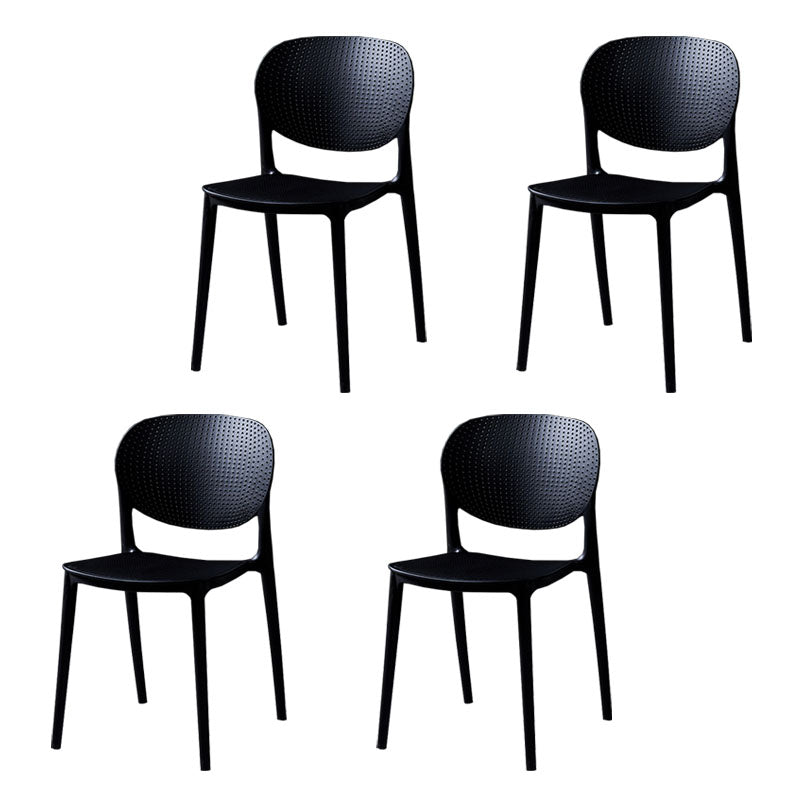 Plastic Scandinavian Kitchen Dining Room Side Chair Open Back Chair Black 4 Piece Set Clearhalo ' kitchen&dining_furn' 'Dining Chairs' 'Dining Tables & Seating' 'dining_chair' 'furn' 'furn_dining_chair' 'Furniture' 'furniture_dining_chair' 'Kitchen & Dining Furniture' 'kitchen' 4481023