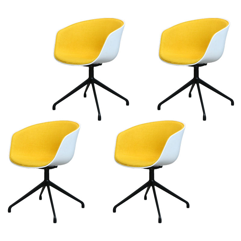 Swivel Plastic Dining Room Arm Chair Modern Solid Back Dining Chair Yellow 4 Piece Set Clearhalo ' kitchen&dining_furn' 'Dining Chairs' 'Dining Tables & Seating' 'dining_chair' 'furn' 'furn_dining_chair' 'Furniture' 'furniture_dining_chair' 'Kitchen & Dining Furniture' 'kitchen' 4481034