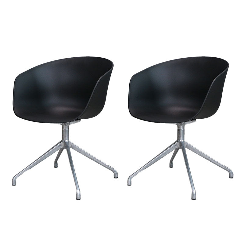 Swivel Plastic Dining Room Arm Chair Modern Solid Back Dining Chair Gloss Black 2 Piece Set Clearhalo ' kitchen&dining_furn' 'Dining Chairs' 'Dining Tables & Seating' 'dining_chair' 'furn' 'furn_dining_chair' 'Furniture' 'furniture_dining_chair' 'Kitchen & Dining Furniture' 'kitchen' 4481073