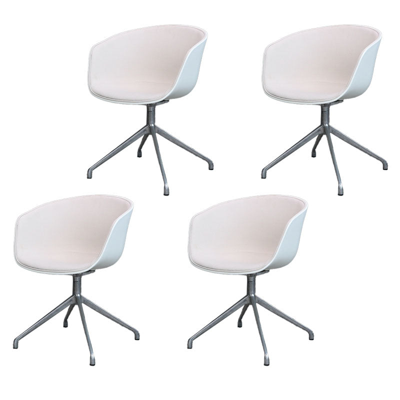 Swivel Plastic Dining Room Arm Chair Modern Solid Back Dining Chair Off-White 4 Piece Set Clearhalo ' kitchen&dining_furn' 'Dining Chairs' 'Dining Tables & Seating' 'dining_chair' 'furn' 'furn_dining_chair' 'Furniture' 'furniture_dining_chair' 'Kitchen & Dining Furniture' 'kitchen' 4481082