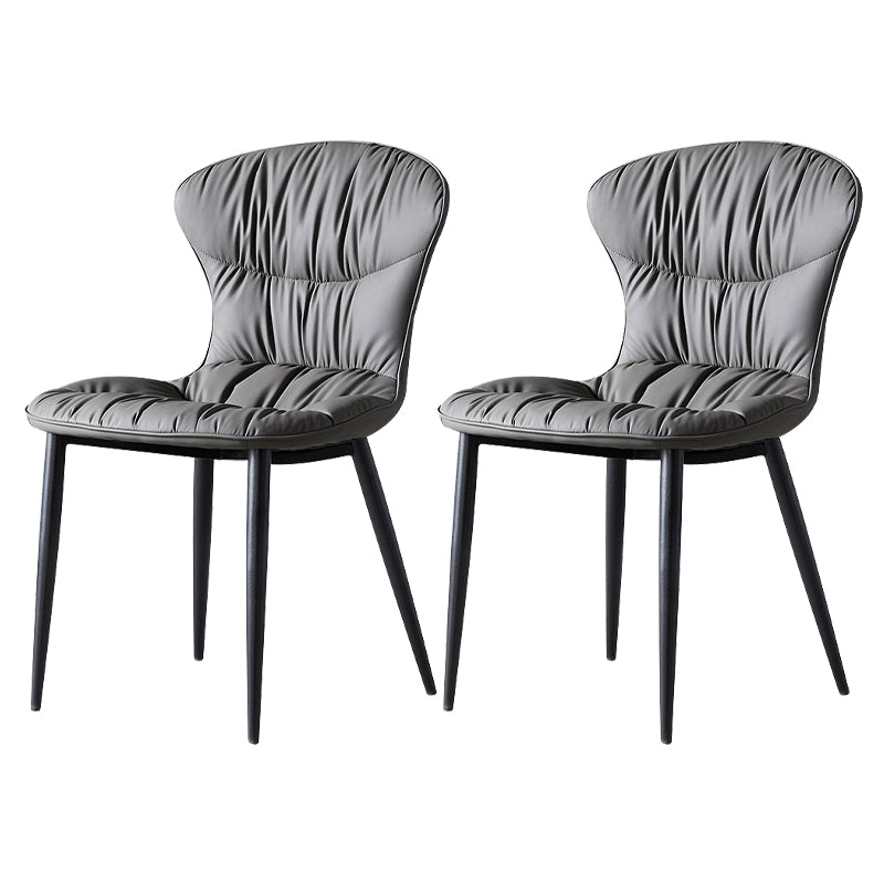 Contemporary Dining Armless Chair Matte Finish Leather Curved Parsons Side Chair Grey Set of 2 Clearhalo ' kitchen&dining_furn' 'Dining Chairs' 'Dining Tables & Seating' 'dining_chair' 'Furniture' 'furniture_dining_chair' 'Kitchen & Dining Furniture' 'kitchen' 4481102