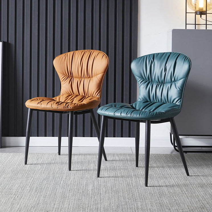 Contemporary Dining Armless Chair Matte Finish Leather Curved Parsons Side Chair Clearhalo ' kitchen&dining_furn' 'Dining Chairs' 'Dining Tables & Seating' 'dining_chair' 'Furniture' 'furniture_dining_chair' 'Kitchen & Dining Furniture' 'kitchen' 4481103