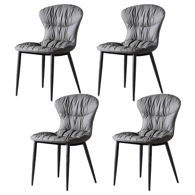 Contemporary Dining Armless Chair Matte Finish Leather Curved Parsons Side Chair Grey Set of 4 Clearhalo ' kitchen&dining_furn' 'Dining Chairs' 'Dining Tables & Seating' 'dining_chair' 'Furniture' 'furniture_dining_chair' 'Kitchen & Dining Furniture' 'kitchen' 4481105