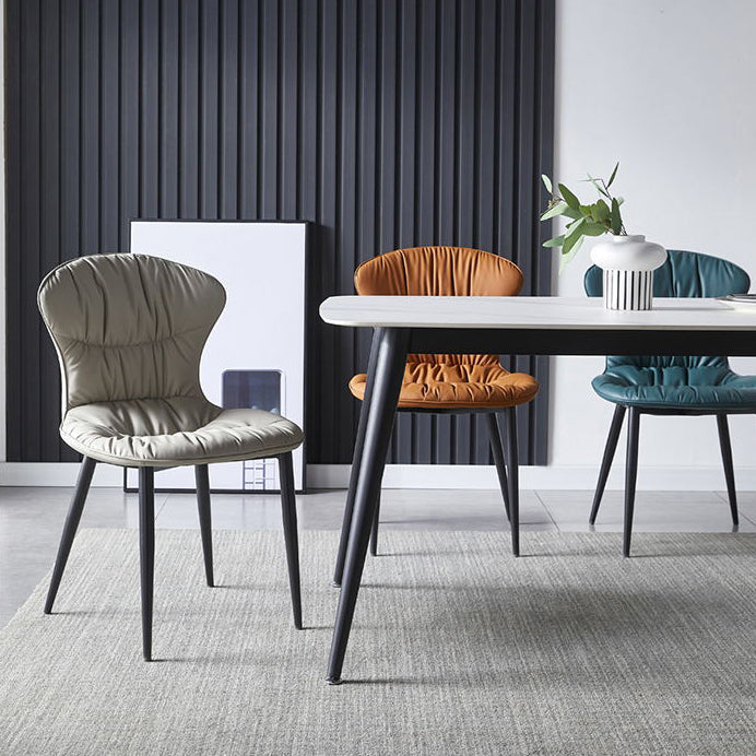 Contemporary Dining Armless Chair Matte Finish Leather Curved Parsons Side Chair Clearhalo ' kitchen&dining_furn' 'Dining Chairs' 'Dining Tables & Seating' 'dining_chair' 'Furniture' 'furniture_dining_chair' 'Kitchen & Dining Furniture' 'kitchen' 4481107