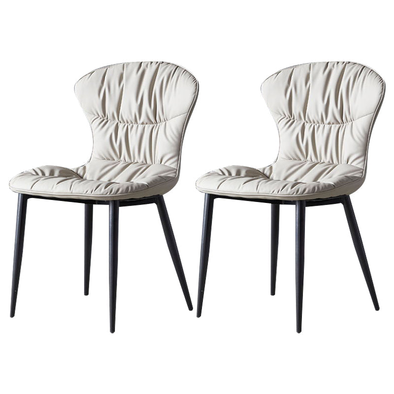 Contemporary Dining Armless Chair Matte Finish Leather Curved Parsons Side Chair Light Gray Set of 2 Clearhalo ' kitchen&dining_furn' 'Dining Chairs' 'Dining Tables & Seating' 'dining_chair' 'Furniture' 'furniture_dining_chair' 'Kitchen & Dining Furniture' 'kitchen' 4481109